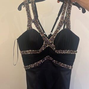 Black Embellished Midi Dress - Women
